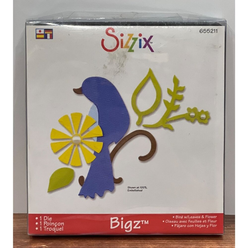 HTF RARE Sizzix Bigz Die 655211 Bird With Leaves & Flower
